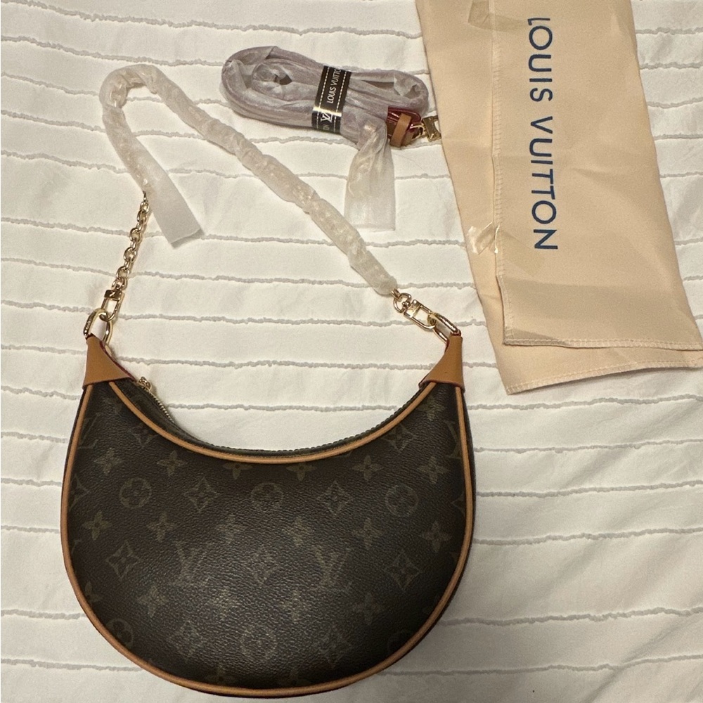 L*VBrown and Tan Monogram Crossbody Bag